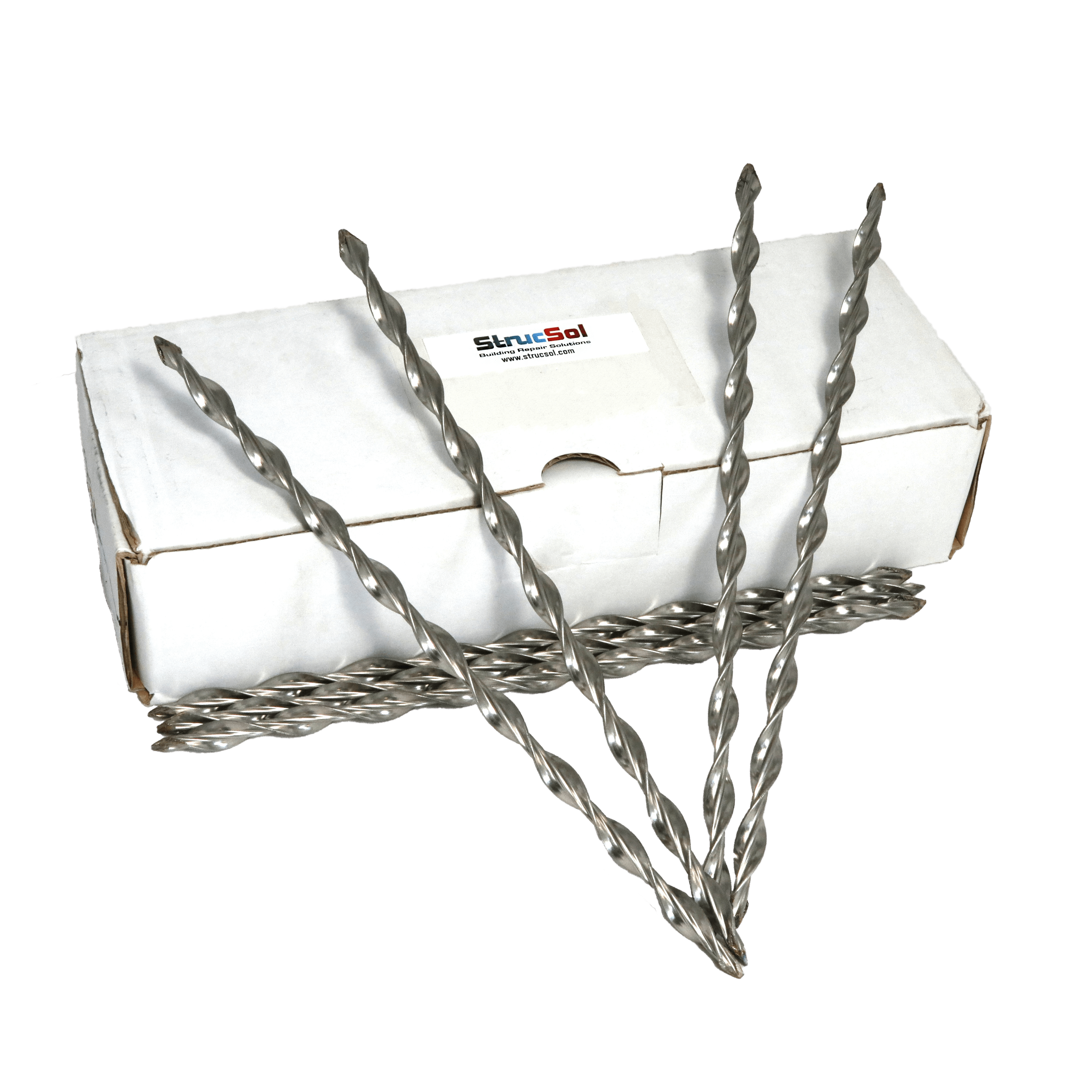Strucsol wall ties lying on a box